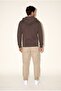 Men's Brown 6202 Hooded 3 Thread Sweatshirt - 3