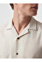 Southblue Beige Regular Fit Striped Linen Blend Men's Shirt - 3