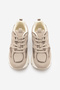 Women's Suede Textured Mesh Detailed Multi-Piece Thick Sole Lace-Up Casual Sneaker Terita Beige Suede - 7