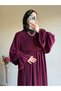 Adriana Crepe Sleeve Detailed Plum Hijab Dress - 2
