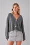 Oversize Metal Button Detailed Knitwear Cardigan Aw25Hi0044