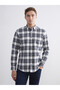 Black Regular Fit Long Sleeve Plaid Men's Shirt from Plus-Store