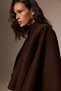Rojy Women's Sleeveless Wide Cashmere Bitter Brown Poncho - 3