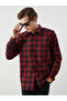 Regular Fit Long Sleeve Plaid Gabardine Men's Shirt