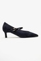 Cres Navy Blue Suede Women's Low Heel Shoes - 5