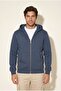 Men's Navy Blue 6202 Hooded 3 Thread Sweatshirt