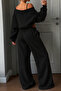 Women's Low-Cut V-Neck Crop Sweat - Sweatpants Set - 5