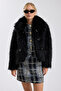 Hook Closure Crop Faux Fur Coat