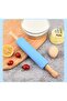 Silicone Non-Stick Pastel Blue Rolling Pin - 30.5 cm Ergonomic Wooden Handle Pastry & Dough Roller (Merdane - 2