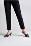 Heeled Women's Slippers - 5 cm Thin Heeled Women's Slippers Black - 3