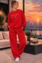 Women's Good Things Take Time Slogan Printed Crew Neck Regular Fit Women's Tracksuit Set
