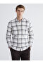 Regular Fit Long Sleeve Plaid Gabardine Men's Shirt