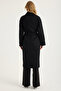 2 Pockets Belted Floral Brooch Coat - 5