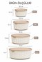 Set of 4 Round Matryoshka Storage Containers Striped Beige |   2.5L 1.5L 0.80L 0.45L |   Microwave and Freezer Compatible - 3