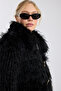 Hook Closure Crop Faux Fur Coat - 4