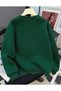 Girl's Smile Printed Crew Neck Green Sweatshirt - 3
