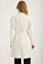 Long 3 Button 2 Pocket Mock Neck Belt Tied Coat - 5