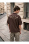 Xside Brown Loose Fit Printed Men's Shirt