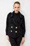 Glittery Fabric Coat with Epaulettes