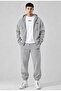 Men's Printed Oversize Zipper Hooded Sweatshirt, Crew Neck T-Shirt and Rubber Cuff Sweatpants Three-Piece Set