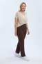 Women's High Waist Carrot Cut Stretch Fabric Pants - Brown 10XL - 5