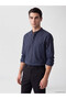 Lcwaikiki Classic Navy Blue Regular Fit Judge Collar Striped Men's Shirt