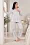 3111 Women's Premium Shirt Collar Front Buttoned Long Sleeve Pajama Set - 5