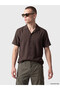 Brown Standard Fit Linen-Look Men's Shirt - 2