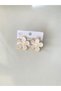 Earrings- Flower-Embellished Steel Cream Color Enamel Earrings - 4
