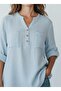 3-Button 100% Cotton Muslin Blouse - 2