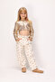 Beige Star Patterned Girl's Gabardine Trousers - Prunella