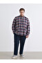 Burgundy Regular Fit Long Sleeve Plaid Men's Shirt from Plus-Store - 2