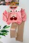 Cherry Punch Detailed Welsoft Collared Girls' 2-Piece Seasonal Set - Salmon