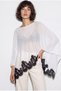 Women's White Lace Detailed Transparent Cape Mercerized Knitwear Poncho 2856 60286466 - 6