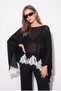 Women's Black Lace Detailed Transparent Cape Mercerized Knitwear Poncho 2856 60286466 - 5