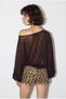 Women's Bitter Brown Balloon Bat Sleeve Mercerized Knitwear Blouse 2834 60286468 - 8