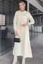 Stone Button Detailed Cardigan Skirt Hijab Knitwear Double Set (S-M-L Size Suitable) - 2