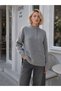 High Collar Button Detailed Oversize Soft Textured Knitwear Sweater Aw26Kz00058