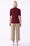 Buttoned Short Sleeve Knitwear Blouse Red - 3