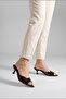 Women's Heeled Slippers - 5 cm Thin Heeled Women's Slippers Patent Leather Brown - 6