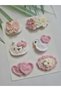 Pink Baby Set Hairless Baby Clips 6-Piece Mixed Sets Handmade Knitted Organic Baby Hair Accessories - 5
