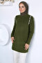 Khaki Gülseli Stone Embroidered Hijab Knitwear Tunic - 4