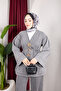 Women's Gold Brooch Detailled Denim Kimono Set - 3
