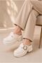 Lovi Z045 Gold Buckle Detailed Platform Heeled Sole Anatomical Women's Slippers Doctor Nurse Slippers