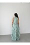 Mint Halter Neck Flounce Long Evening Dress - 7