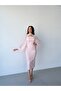 Powder Strapless Cape and Stone Detailed Midi Evening Dress - 3