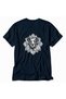 Tattoo Style Curious Dog - Back Print T-Shirt - Navy Blue - 3