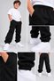 Boys' School Sweatpants Black Rubber Cuffed Pockets Daily Comfortable Children's Sweatpants - 3