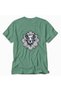 Tattoo Style Curious Dog - Back Print T-Shirt - Green - 3