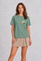 Cats and Dogs Snuggling Retro Graphic T-Shirt - Green